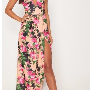 Pretty little thing pink floral maxi dress